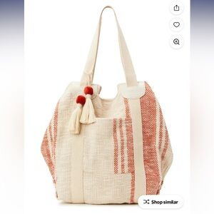 NEW! No Boundaries Women's Woven Beach Tote Handbag, Cream